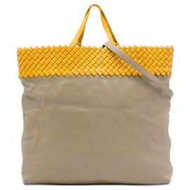 Borsa Bottega Veneta Beige Intrecciato Trimmed Bicolor Nappa Satchel