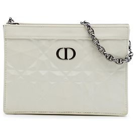 Dior Caro Every Dior Pouch aus weißem Macrocannage Diamond Kalbsleder