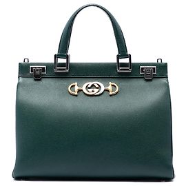 Bolso de mano Zumi en piel de becerro verde Medium de Gucci