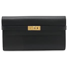 Hermès Kelly To Go Portemonnaie aus Epsom Leder in Schwarz