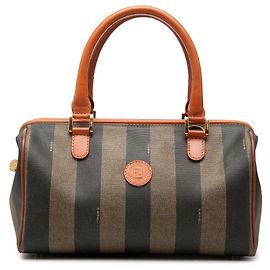 Borsa Boston in tela rivestita Pequin marrone Fendi