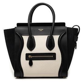 Tote Luggage em nubuck bicolor micro e couro de vitelo granulado branco Celine - Céline