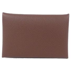 Tarjetero Calvi en piel Epsom marrón Hermès