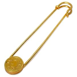 Hermes Sellier Gold Brooch - Hermès