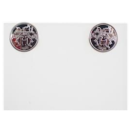 Hermes Ex-Libris Silver 925 Stud Earrings - Hermès