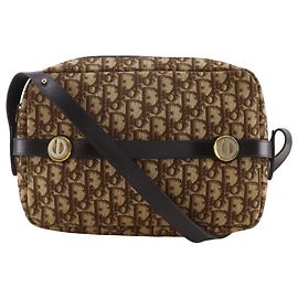 Christian Dior Trotter Brown Canvas Shoulder Bag