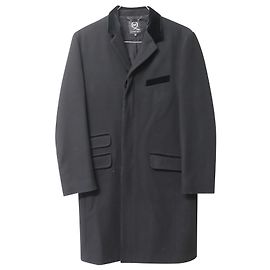 McQ by Alexander McQueen Long Overcoat in Black Lana Vergine