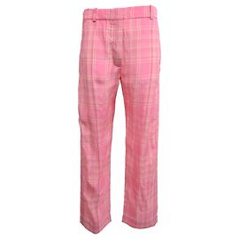 Victoria Beckham Karo-Hose aus rosa Viskose