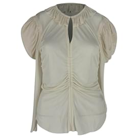 Blusa Isabel Marant con mangas abullonadas y volantes en viscosa color ecru