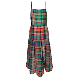 Vestido largo de cuadros Polo Ralph Lauren en lino multicolor