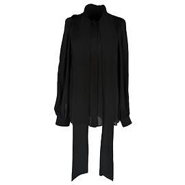 Camicia con fiocco Pussy Bow in seta nera Gucci