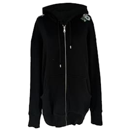 Sudadera con capucha y cremallera Gucci con logotipo bordado en algodón negro
