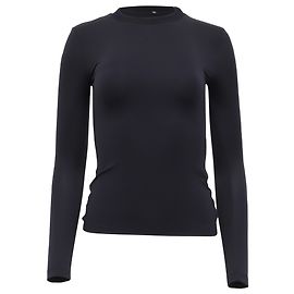 Sportmax Langarm-T-Shirt mit Rundhalsausschnitt aus schwarzer Polyamid