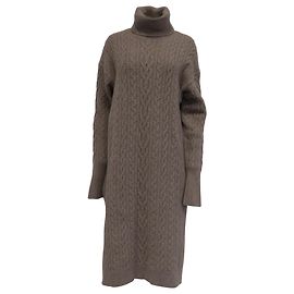 Vestido midi de cuello alto Polo Ralph Lauren en lana marrón
