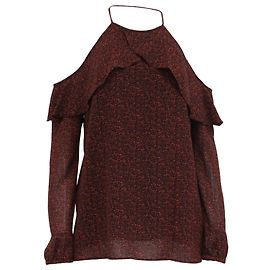 Top con hombros descubiertos con volantes y estampado paisley Michael Michael Kors en poliéster color burdeos