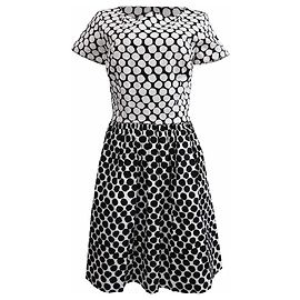 Oscar De La Renta Polka Dot Midi Kleid aus Baumwolle in Schwarz und Weiß