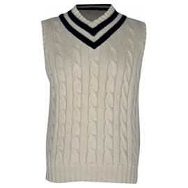 Wimbledon Strickweste von Polo Ralph Lauren aus cremeweißer Baumwolle