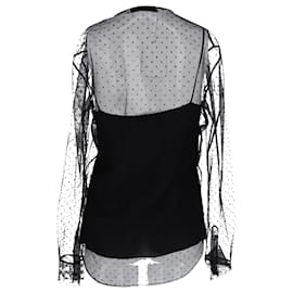Camicetta Christian Dior in mesh con scollo girocollo in seta nera
