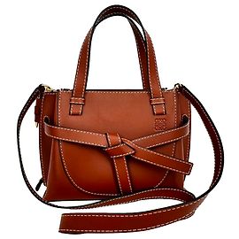 Mini Gate Tote Loewe in pelle marrone
