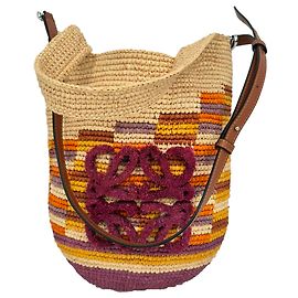 Mini bolsa transversal Loewe Paula’s Ibiza Slit em ráfia multicolorida arco-íris