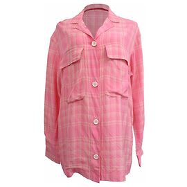 Camisa de botões xadrez Victoria Beckham em viscose rosa