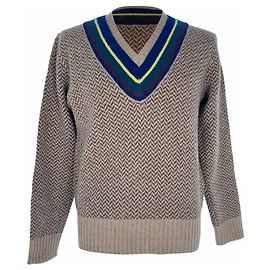 Polo Ralph Lauren V-Ausschnitt Pullover aus brauner Wolle