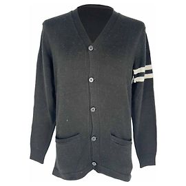 Polo Ralph Lauren Rugby Cardigan mit durchgehenden gestreiften Ärmeln aus schwarzer Baumwolle
