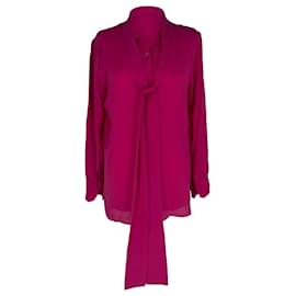 Camicetta Gucci con fiocco e bottoni in seta rosa
