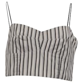 Top bustier corto a rayas Theory en algodón blanco