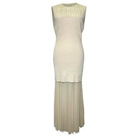Vestido midi Niki de Proenza Schouler en jersey plisado multicapa y acanalado, color Cream, Poliéster