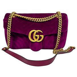 Borsa a tracolla Gucci GG Marmont Small in velluto viola