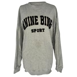 Anine Bing Sport Rundhals-Sweatshirt aus grauer Baumwolle