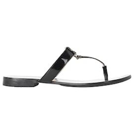 Sandali slide Versace Medusa Logo-Plaque in pelle nera