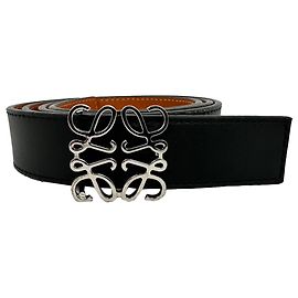 Cinturón Anagram en cuero negro Loewe