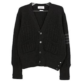 Thom Browne A-Linien Strickjacke mit Zopfmuster