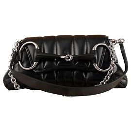 Gucci Horsebit Chain kleine Schultertasche Schwarz