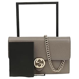 Gucci Interlocking Mini Wallet Chain Bag Grau
