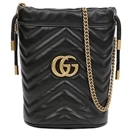 Mini borsa a secchiello GG Marmont nera - Gucci
