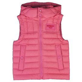 Burberry Gilet in nylon con cappuccio con applicazione per bambine