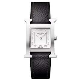 Montre Heure Petit Modèle Couleur Argent Bracelet en Epsom Calfskin - Hermès