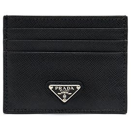 Prada Saffiano Triangle Logo Card Wallet