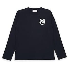T-shirt a maniche lunghe con logo ricamato Moncler Kids (Navy)