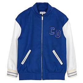 Dior KIDS Varsity-Blouson aus Wolle und Kaschmir in Blau CD