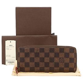 Louis Vuitton Clemence Wallet Damier Ebène Canvas Long Wallet Cherry Brown