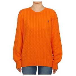 Ralph Lauren Kinder Strickjacke mit Zopfmuster ORANGE (Passt auch Erwachsenen)