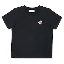Moncler Kids Logo Patch Kurzarm-T-Shirt (Schwarz)