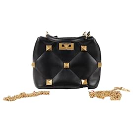Valentino Bolso de mano pequeño Roman Stud en piel napa negra