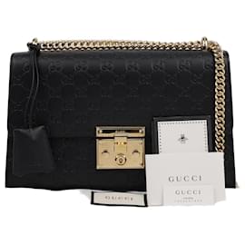 Bolso de hombro de cuero Padlock Medium Negro - Gucci