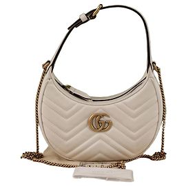 Gucci Mini borsa a tracolla GG Marmont a mezzaluna bianca