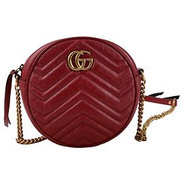 Gucci Mini borsa a tracolla rotonda GG Marmont Rossa